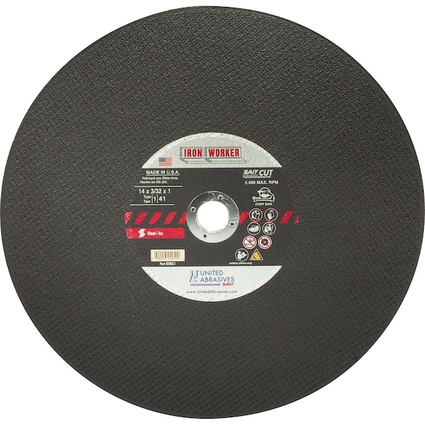 United Abrasives/Sait United Abrasives - Sait Cut Off Wheel Type 1 Ironworker 12" x 3/32" x 1" Aluminum Oxide 24031 - main